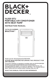 Black + decker bpact10wt portable air conditioner 10,000 btu. 14 000 Btu Portable Air Conditioner With Heat Pump Manualzz