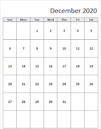 Print December 2020 Calendar Blank Pages A4 Portrait In 2020 Blank Calendar Calendar December