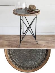 Vintage Style Wood And Metal Round Side Table Antique Farmhouse Round Metal Side Table Round Side Table Home Decor Styles