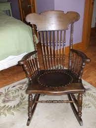 Antique Rocking Chair With Original Leather Seat Ebay Rocking Chair Antique Rocking Chairs Chair