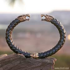 Black And Gold Bracelet For Men Leather Torc Bracelet Wolfs Black Bracelets For Men Mens Gold Bracelets Mens Silver Necklace