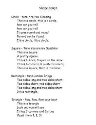 Shape Songs Shape Songs Transition Songs For Preschool Classroom Songs