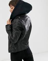 Goosecraft Leather Biker Jacket With Hood Asos Leather Jacket With Hood Leather Jacket Red Jacket Leather