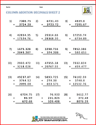 decimal worksheets