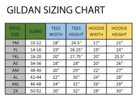 Gildan Hoodies Size Chart