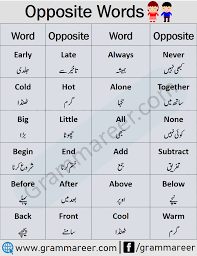 500 Opposite Words With Urdu Meanings Antonyms Mutazad In Urdu Opposite Words English Opposite Words Opposite Words For Kids