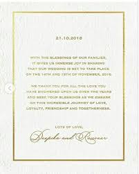 Randeep S Wedding Card Wedding Invitation Cards Deepika Padukone Big Wedding