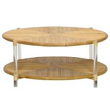 Uttermost alayna gold coffee table price: Seamus Coastal Beach Clear Acrylic Brown Inlaid Rattan Round Coffee Table 41 W 50 W Kathy Kuo Home