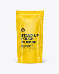 Download Glossy Stand Up Pouch Mockup In Pouch Mockups On Yellow Images Object Mockups PSD Mockup Templates