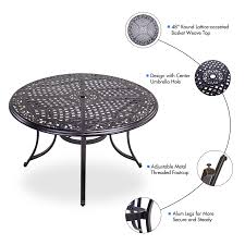 Giantex patio dining set round glass table with 2 patio folding chairs, outdoor table and chairs for garden, pool, backyard, tempered glass tabletop with umbrella hole (brown) 4.7 out of 5 stars 313 $149.99 $ 149. 48 Round Patio Dining Table With Umbrella Hole Aluminum Casting Top Outdoor Furniture Walmart Com Walmart Com