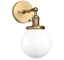 Pathson Hardwired Wall Sconce with White Globe, Brass Bathroom Vanity Light  with On Off Switch, Vintage Wall Light Fixtures for Living Room Loft ...