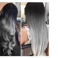 Ashy grey hair & hair bow. Black To Grey Ombre Hair Extensions Free Shipping Off73 Id 95