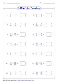 Adding Like Fractions Fractions Worksheets Adding Improper Fractions Subtracting Fractions