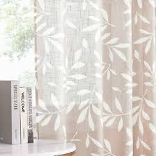 Do sheer curtains offer privacy? Nicetown Semi Sheer Curtains 84 Inch Length Grommet Top White Leaf Pattern Caus Ebay