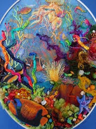 Coral Reef Fiber Art Coral Reef Decoration Coral Reef Wall Etsy Coral Reef Art Fiber Art Seascape Decor