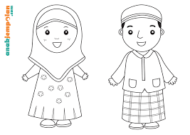 Mewarnai gambar anak perempuan muslim. Mewarnai Gambar Baju Anak Muslim Download Kumpulan Gambar