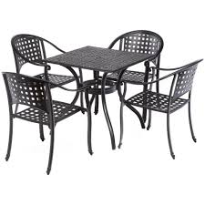 Royalcraft six seater gateleg teak table and chairs. Alfresco 5 Piece Milano Black Outdoor Bistro Set 31 5 In Square Table With Umbrella Hole And 4 Stackable Chairs 56 3004 The Home Depot