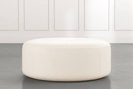 Elm Ii White Round Leather Ottoman Round Leather Ottoman Leather Ottoman Round Leather