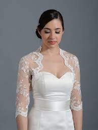 Ivory 3 4 Sleeve Bridal Embroidered Lace Wedding Jacket Lace Lace Bolero Wedding Bolero Jacket Bolero Wedding