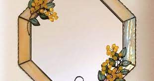 送料無料 ミモザの八角形鏡 鏡 八角 タペストリー壁掛け