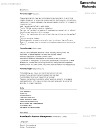 15) establishes standards and procedures for work of housekeeping staff. Housekeeper Resume Samples All Experience Levels Resume Com Resume Com