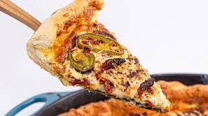 Rach Takes The Easiest Pizza Dough Ever And Turns Out A Cast Iron Pan Pizza Filled With Cheese Tangy Tomatoes And Food Network Recipes Recipes Cooking Recipes