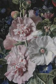 .the flower painter justus van huysum, and the grandson of jan van huysum i, who is said to have been expeditious in decorating doorways, screens and vases. Detail Hollyhocks And Other Flowers In Avase Jan Van Huysum 1702 20 Flower Drawing Floral Painting Flower Painting