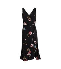 Questo abito da cerimonia è morbido e femminile. Lauren Ralph Lauren Abito Midi Abito Da Sera Floreale Da Donna Con Effetto Balza Nero