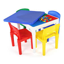 Humble Crew Playtime 5 Piece 2 In 1 Plastic Lego Compatible Kids Activity Table And 4 Chairs Set Ct794 The Home Depot Kids Activity Table Kids Table And Chairs Building For Kids