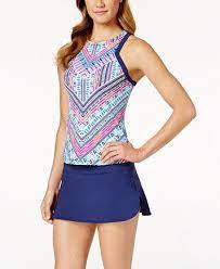 Image 1 Of Jag High Top Neck Racerback Tankini Swim Skirt Racerback Tankini Tankini Popular Swimwear