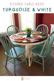 Ok another bites the dust!! Turquoise And White Kitchen Table Round Table The Gifted Gabber