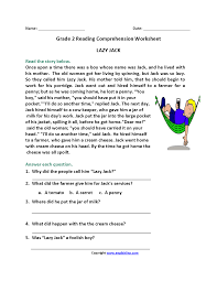 Lazy Jack Second Grade Reading Worksheets Reading Comprehension Worksheets 2nd Grade Reading Worksheets Reading Comprehension
