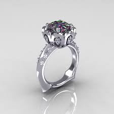 Finejewelers 11x9mm solitaire antique shaped mystic topaz ring style: Classic 14k White Gold 3 0 Carat Mystic Topaz Diamond Greek Galatea Bridal Wedding Ring Ar114 14kwgdmt Caravaggio Jewelry