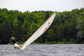 M scow, 16 ft., late 60s fiberglass hull, wooden rig. International Sailing Races Return To Bobcaygeon Kawarthanow