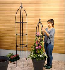 Clematis is a beautiful, flowering perennial vine but it can be tricky to choose the right trellis. Garden Obelisks Lee Valley Tools