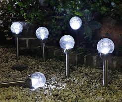 Grand Patio Crackle Glass Globe Solar Path Lights Weather Resistant Solar Garden Lights Landscape Solar Lights Garden Solar Path Lights Outdoor Solar Lights