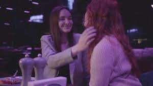 Lesbea redhead loves her stunning teen gf. Portrait Two Beautiful Lesbian Couple Together Blue Light One Girl Video By C Ishchuk Natal Gmail Com Stock Footage 303460804
