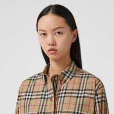 Check spelling or type a new query. Vintage Check Stretch Cotton Oversized Shirt In Archive Beige Women Burberry