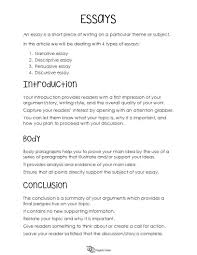 Essay Writing Guide Describing The Differences Between Narrative Descriptive Persuasive And Discurs Guided Writing Types Of Essay Writing A Persuasive Essay
