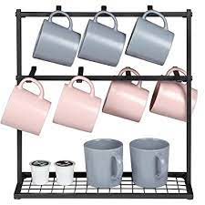 Simple design fits neatly under cabinets. Buy Oropy Coffee Mug Holder Stand 2 Tier Countertop Mug Tree Holder Rack For Coffee Mugs Cups Holds 14 Mugs Metal Black Online In Indonesia B089swy7rs