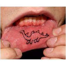 Dinosaur Inner Lip Tattoo Inner Lip Tattoo Mouth Tattoo Lip Tattoos