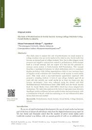 PDF) The Role of Perfectionism in Social Anxiety Among College Students  Using Social Media in Jakarta
