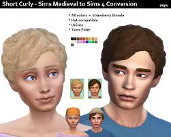 Short hairstyles are perfect for women who want a stylish, sexy, haircut. Mod The Sims Sims Medieval To Sims 4 Conversion Short Curly By Oepu Sims 4 Hairs