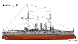 Japanese Battleship Shikishima Imperial Japanese Navy Battleship Warship