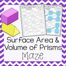 Volume Surface Area Of Prisms Maze Middle School Math Resources Middle School Math Teaching Math