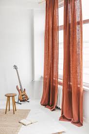 Extra Long Linen Curtain Linen Curtains Curtains Living Room Orange Curtains