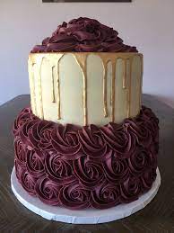 Gold And Burgundy Wedding Cake Easy Cake Decorating Elegant Birthday Cakes Cupcake Cakes