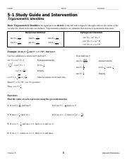 Free precalculus worksheets created with infinite precalculus. 7 2 Worksheet 64 Key Pdf Honors Pre Calculus Asg 64 Section 5 1 Trigonometric Identities Questions 1 4 1 Narne Find The Value Of Each Expression Course Hero