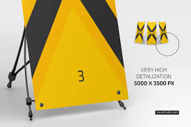 Download X Banner Mockup Set In Indoor Advertising Mockups On Yellow Images Creative Store PSD Mockup Templates