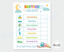 bedtime checklist printable bedtime routine checklist